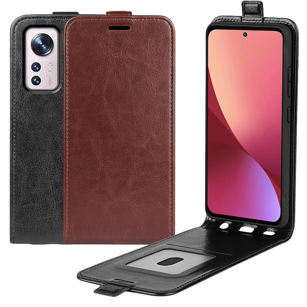 Handy Tasche für Xiaomi 12 PRO Crazy Horse Klappetui Swipe Card Schutzhülle