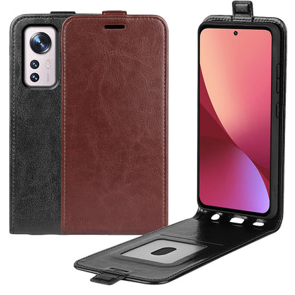 Handy Tasche für Xiaomi 12 PRO Crazy Horse Klappetui Swipe Card Schutzhülle