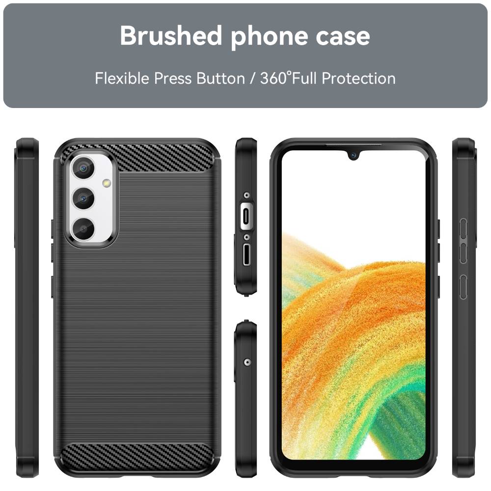 TPU Hülle für Samsung Galaxy A34 Carbon Fiber Skin Brushed Schutzcover Soft Case