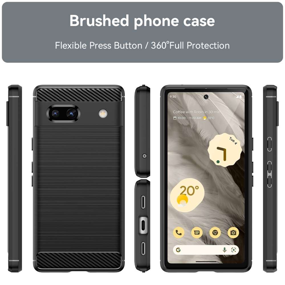 TPU Hülle für Google Pixel 7a Carbon Fiber Skin Brushed Schutzcover Soft Case