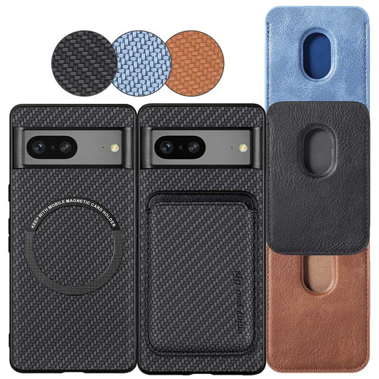 TPU Hülle für Google Pixel 7 Carbon Fiber Magnetic Bag Card Schutz Hülle Cover