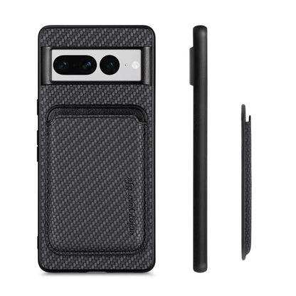 TPU Hülle für Google Pixel 7 PRO Carbon Fiber Magnet Bag Card Schutzhülle Cover
