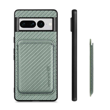 TPU Hülle für Google Pixel 7 PRO Carbon Fiber Magnet Bag Card Schutzhülle Cover