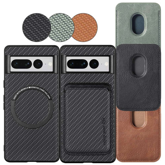 TPU Hülle für Google Pixel 7 PRO Carbon Fiber Magnet Bag Card Schutzhülle Cover