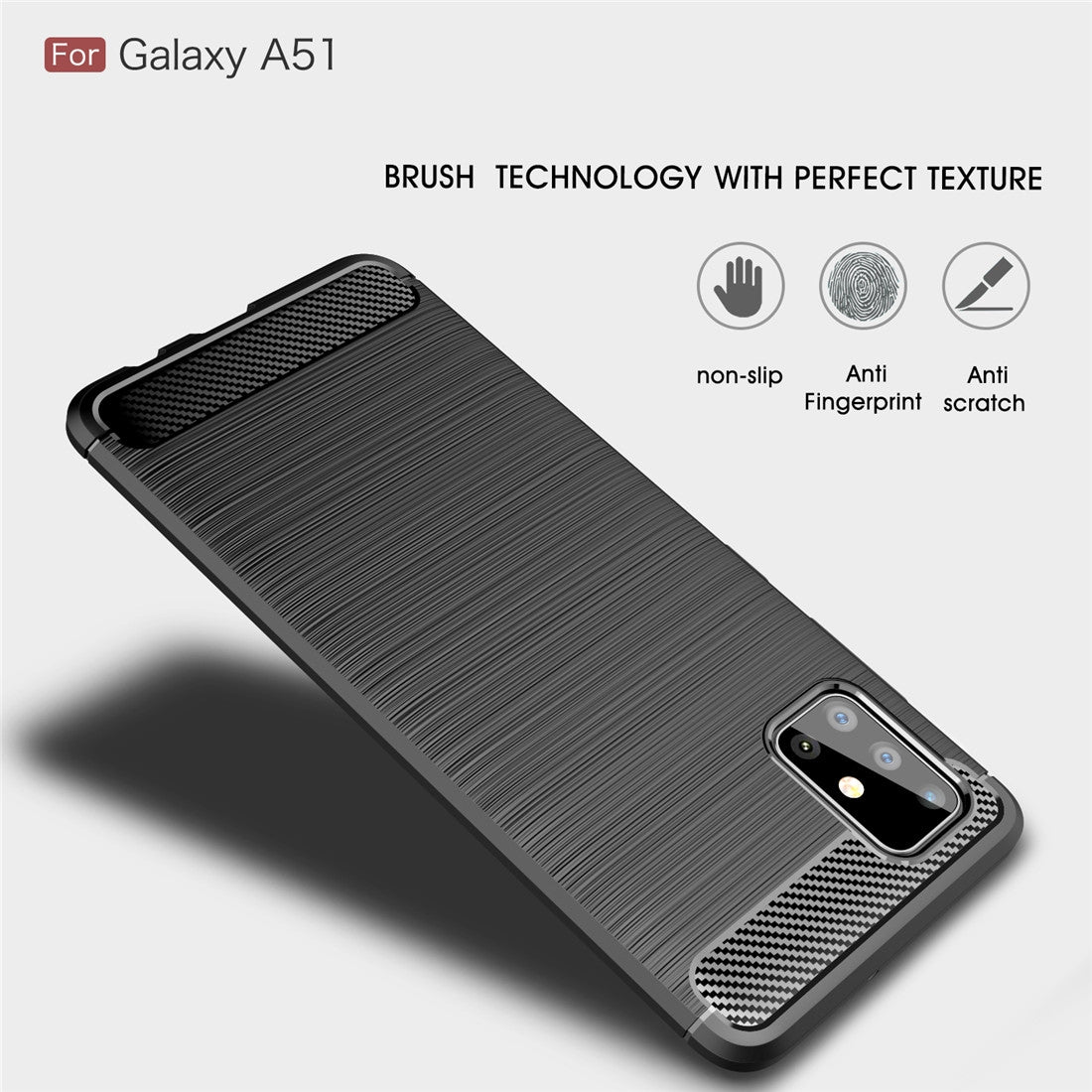TPU Hülle für Samsung Galaxy A51 Carbon Fiber Skin Brushed Schutzcover Soft Case