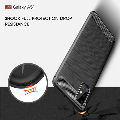 TPU Hülle für Samsung Galaxy A51 Carbon Fiber Skin Brushed Schutzcover Soft Case