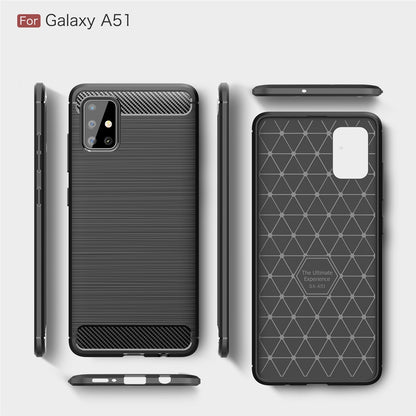 TPU Hülle für Samsung Galaxy A51 Carbon Fiber Skin Brushed Schutzcover Soft Case
