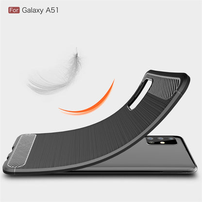 TPU Hülle für Samsung Galaxy A51 Carbon Fiber Skin Brushed Schutzcover Soft Case