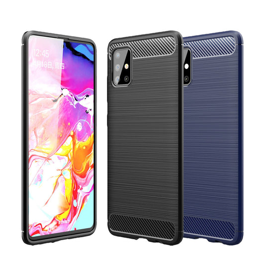TPU Hülle für Samsung Galaxy A51 Carbon Fiber Skin Brushed Schutzcover Soft Case
