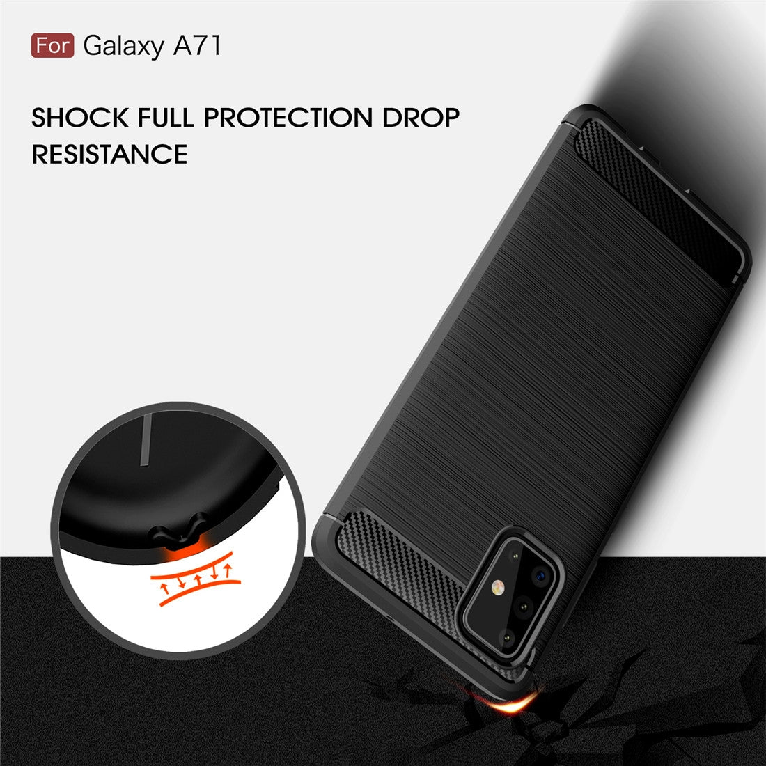 TPU Hülle für Samsung Galaxy A71 Carbon Fiber Skin Brushed Schutzcover Soft Case