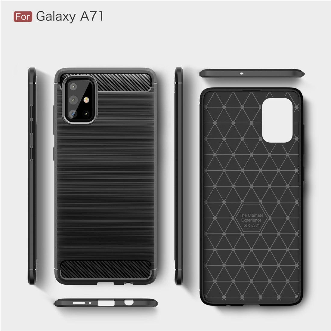 TPU Hülle für Samsung Galaxy A71 Carbon Fiber Skin Brushed Schutzcover Soft Case