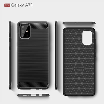TPU Hülle für Samsung Galaxy A71 Carbon Fiber Skin Brushed Schutzcover Soft Case