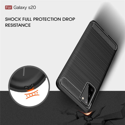 TPU Hülle für Samsung Galaxy S20 Carbon Fiber Skin Brushed Schutzcover Soft Case