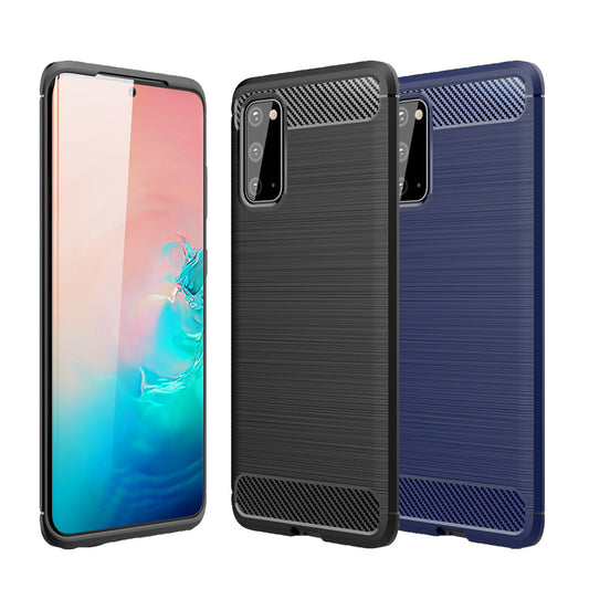 TPU Hülle für Samsung Galaxy S20 Carbon Fiber Skin Brushed Schutzcover Soft Case