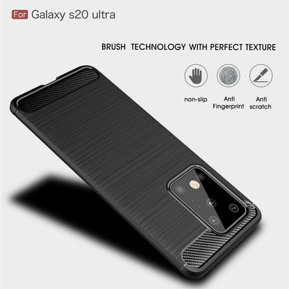 TPU Hülle für Samsung Galaxy S20 ULTRA Carbon Fiber Skin Brushed Schutzcover