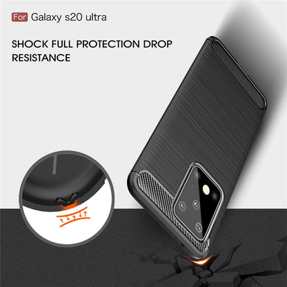 TPU Hülle für Samsung Galaxy S20 ULTRA Carbon Fiber Skin Brushed Schutzcover