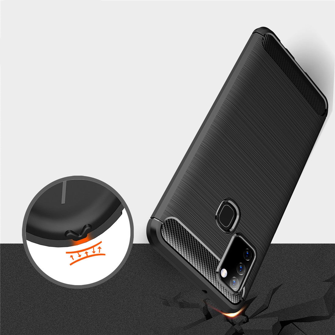 TPU Hülle für Samsung Galaxy A21s Carbon Fiber Skin Brushed Schutzcover Case