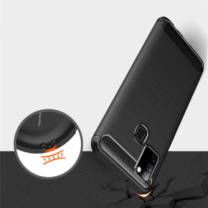 TPU Hülle für Samsung Galaxy A21s Carbon Fiber Skin Brushed Schutzcover Case