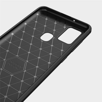 TPU Hülle für Samsung Galaxy A21s Carbon Fiber Skin Brushed Schutzcover Case