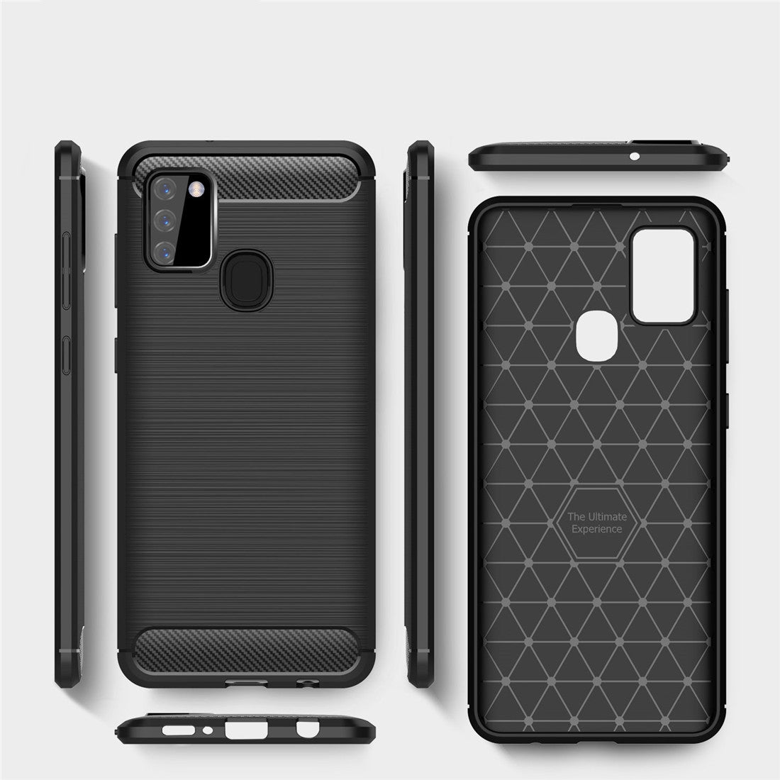 TPU Hülle für Samsung Galaxy A21s Carbon Fiber Skin Brushed Schutzcover Case