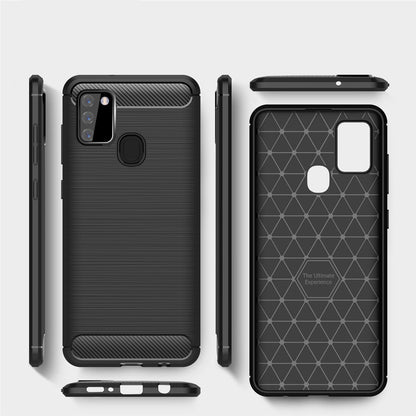 TPU Hülle für Samsung Galaxy A21s Carbon Fiber Skin Brushed Schutzcover Case
