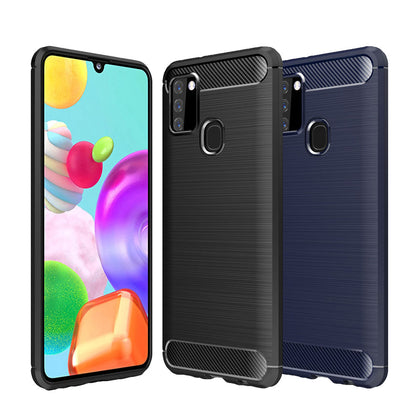 TPU Hülle für Samsung Galaxy A21s Carbon Fiber Skin Brushed Schutzcover Case