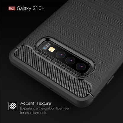 TPU Hülle für Samsung Galaxy S10 PLUS Carbon Fiber Skin Brushed Schutzcover Case