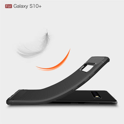 TPU Hülle für Samsung Galaxy S10 PLUS Carbon Fiber Skin Brushed Schutzcover Case
