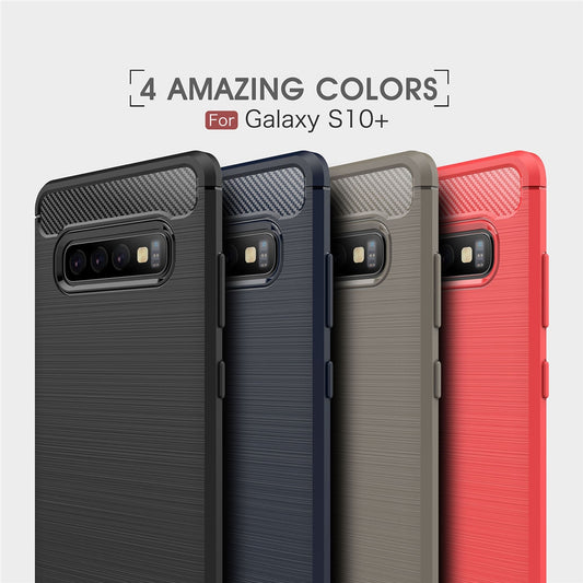 TPU Hülle für Samsung Galaxy S10 PLUS Carbon Fiber Skin Brushed Schutzcover Case