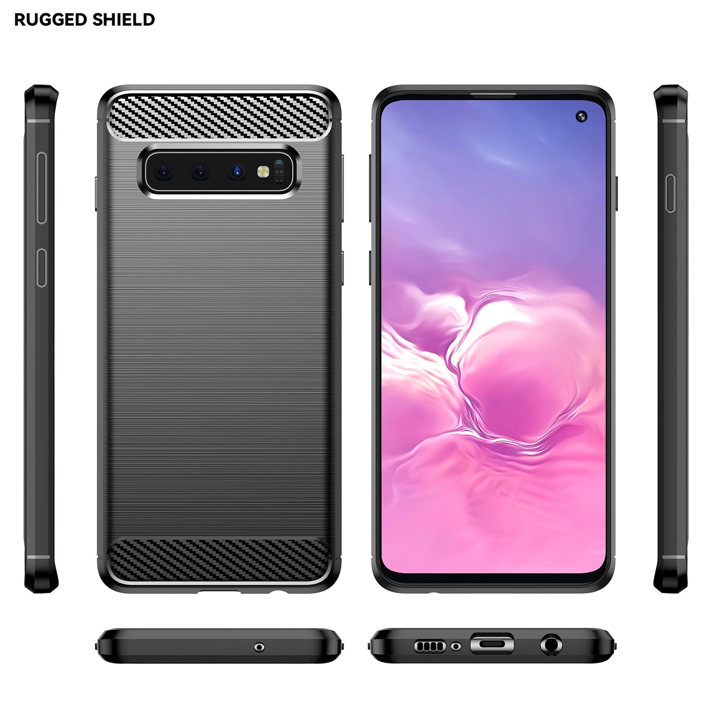 TPU Hülle für Samsung Galaxy S10 Carbon Fiber Skin Brushed Schutzcover Soft Case